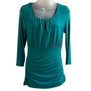 BANANA REPUBLIC Green Body-con Top Round Keyhole Neck 3/4 Sleeve SZ S